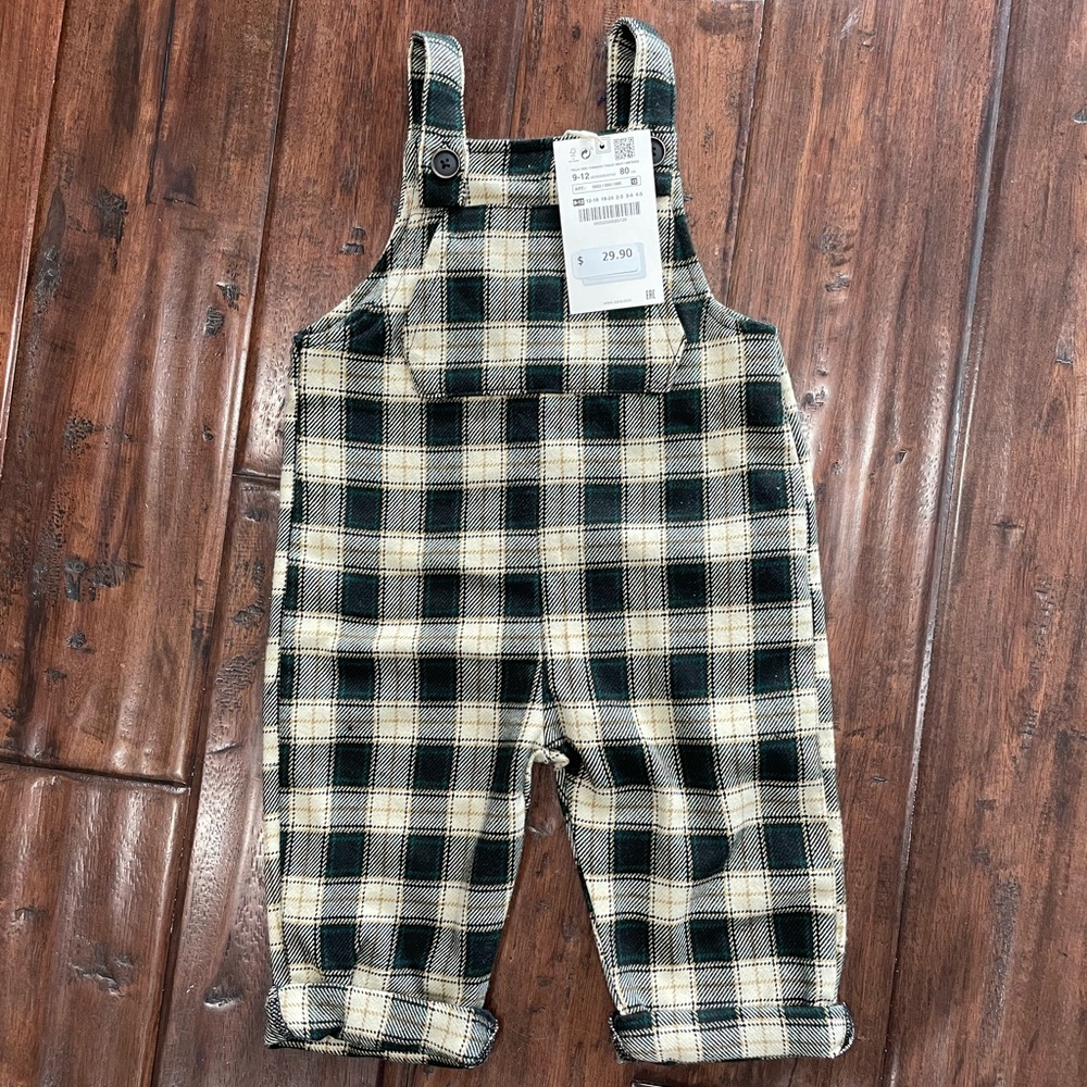 NWT Zara Baby Plaid Overalls size 9-12 months